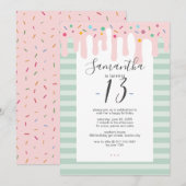 Cute Roze Drip Sprinkle Verjaardagsfeestje Kaart (Voorkant / Achterkant)