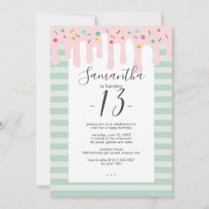 Cute Roze Drip Sprinkle Verjaardagsfeestje Kaart
