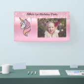 Cute Roze Druipende Glitters  Spandoek (Beurs)