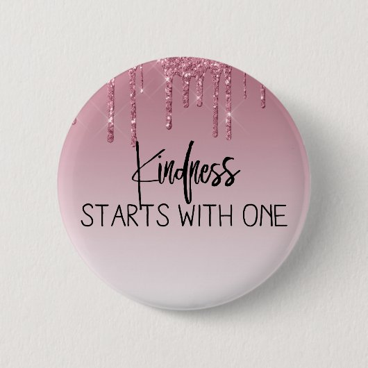 Cute roze druppelaar Glitter Inspirerend Ronde Button 5,7 Cm (Voorkant)