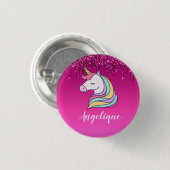 Cute roze druppelaar Glitter Personalized Unicorn Ronde Button 3,2 Cm (Voorkant /achterkant)