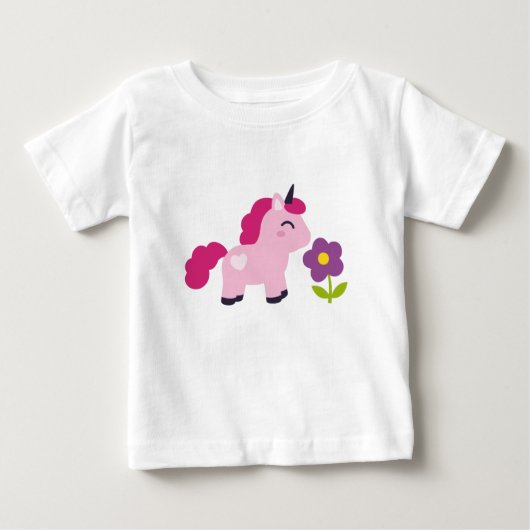 Cute Roze Eenhoorn met een Bloem (Voorkant)