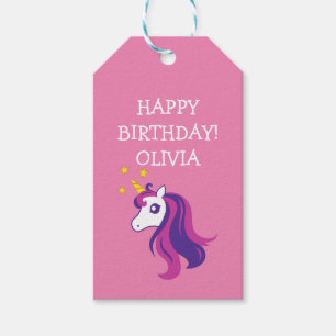 Cute roze eenhoorn paard douane girl' verjaardag cadeaulabel
