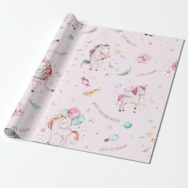 Cute roze eenhoorns maken je eigen magische baby s cadeaupapier