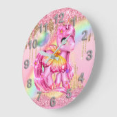 Cute roze eenhoornvlindervleugels regenboogliter grote klok (Hoek)