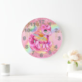 Cute roze eenhoornvlindervleugels regenboogliter grote klok (Huis)