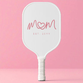 Cute Roze Eenvoudig Script Hart Moeder Opgericht E Pickleball Paddle
