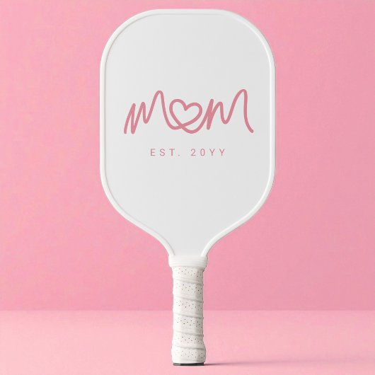 Cute Roze Eenvoudig Script Hart Moeder Opgericht E Pickleball Paddle