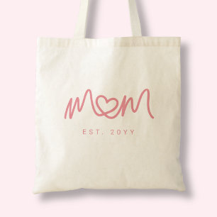 Cute Roze Eenvoudig Script Hart Moeder Opgericht E Tote Bag