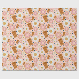 Cute Roze Eieren Bacon Donuts Naadloos Cadeaupapier