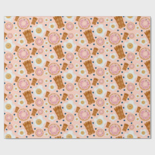 Cute Roze Eieren Bacon Donuts Naadloos Cadeaupapier