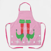 Cute Roze Elf Naam Sneeuwvlokken Kerstmis Schort (Voorkant)