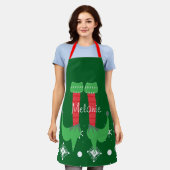 Cute Roze Elf Naam Sneeuwvlokken Kerstmis Schort (Gedragen)