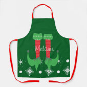 Cute Roze Elf Naam Sneeuwvlokken Kerstmis Schort (Voorkant)