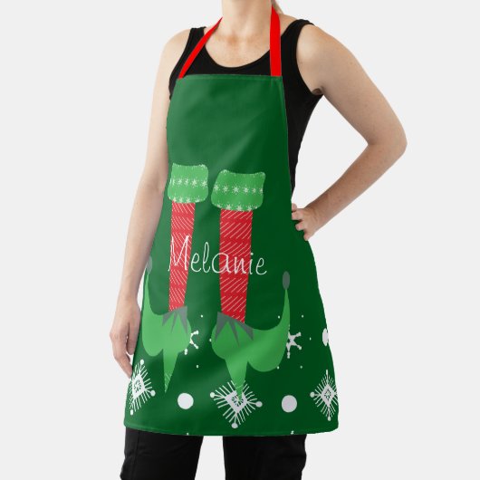 Cute Roze Elf Naam Sneeuwvlokken Kerstmis Schort (Insitu)