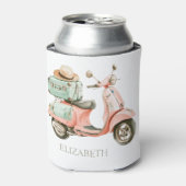Cute Roze en Aqua Kustscooter Blikjeskoeler (Blikje Voorkant)