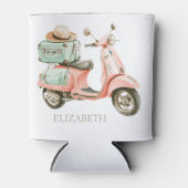 Cute Roze en Aqua Kustscooter Blikjeskoeler (Voorkant)