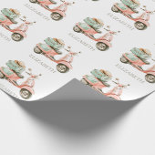 Cute Roze en Aqua Kustscooter Cadeaupapier (Hoek)