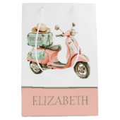 Cute Roze en Aqua Kustscooter Medium Cadeauzakje (Voorkant)