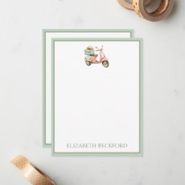 Cute Roze en Aqua Kustscooter Notitiekaartje