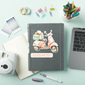 Cute Roze en Aqua Kustscooter Sticker (iPad Cover)