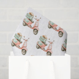 Cute Roze en Aqua Kustscooter Tissuepapier