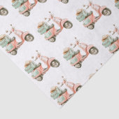 Cute Roze en Aqua Kustscooter Tissuepapier (Detail)