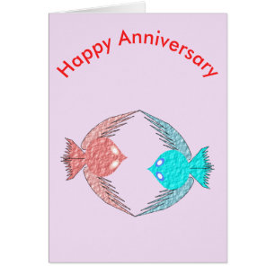 Cute Roze en Blauwe Liefdesvogels Jubileum