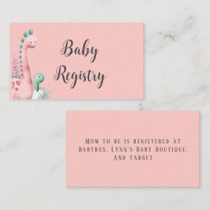 Cute roze en Blauwgroen dinosaurussen, Baby Girl R Visitekaartje