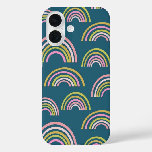 Cute roze en Blauwgroen groen regenboogpatroon Case-Mate iPhone Case (Achterkant)
