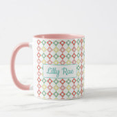 Cute roze en Blue Abstract Geometric Pattern Girl Mok (Links)