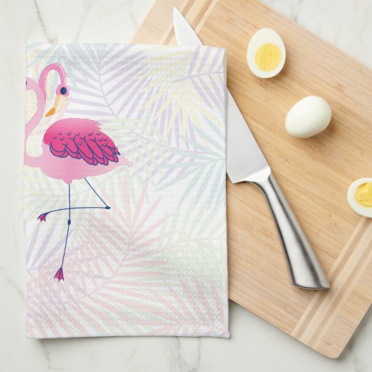 Cute roze en Blue Flamingos Theedoek (Quarter Fold)