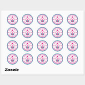 Cute roze en Blue Heart Cupcake Valentijnsdag Ronde Sticker (Vel)