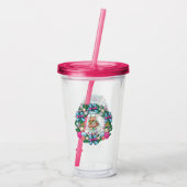 Cute roze en Blue Kerstmis Nutcracker Wreater Acryl Drinkbeker (Achterkant)