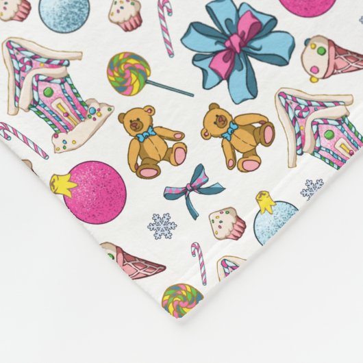 Cute roze en Blue Kerstmis Nutcracker Wreater Fleece Deken (Hoek)