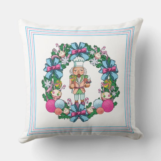 Cute roze en Blue Kerstmis Nutcracker Wreater Kussen (Achterkant)