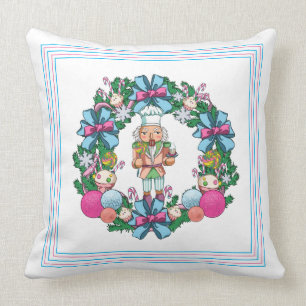 Cute roze en Blue Kerstmis Nutcracker Wreater Kussen