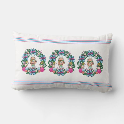 Cute roze en Blue Kerstmis Nutcracker Wreater Kussen (Achterkant)