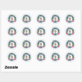 Cute roze en Blue Kerstmis Nutcracker Wreater Ronde Sticker (Vel)