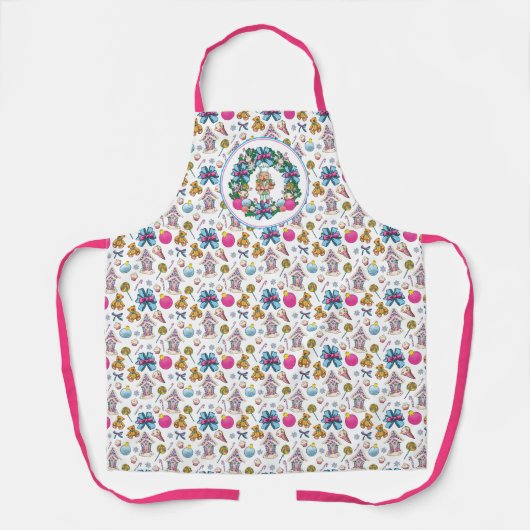 Cute roze en Blue Kerstmis Nutcracker Wreater Schort (Voorkant)