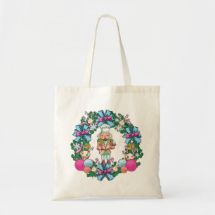 Cute roze en Blue Kerstmis Nutcracker Wreater Tote Bag