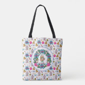 Cute roze en Blue Kerstmis Nutcracker Wreater Tote Bag (Achterkant)