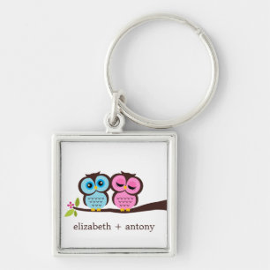 Cute Roze en Blue Ownership Sleutelhanger