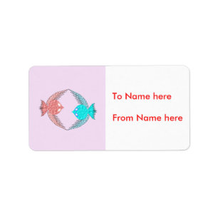 Cute Roze en Blue Tortelduifjes Custom Cadeau Labe Etiket