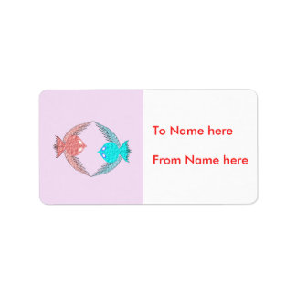 Cute Roze en Blue Tortelduifjes Custom Cadeau Labe Etiket