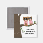 Cute Roze en bruine Eigenaars met Gezegde Magneet (Voorkant / Achterkant)