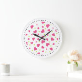 Cute roze en Green Hearts Pattern Grote Klok (Huis)