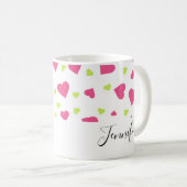 Cute roze en Green Hearts Pattern Koffiemok (Voorkant rechts)
