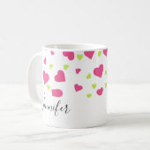 Cute roze en Green Hearts Pattern Koffiemok (Voorkant links)