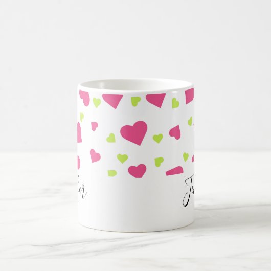 Cute roze en Green Hearts Pattern Koffiemok (Center)